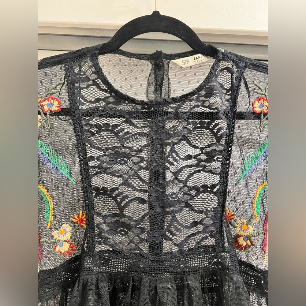 Zara Floral Lace Embroidered Top - Picture 4 of 7